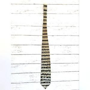 Giorgio Bissoni Silk Men's Tie Brown Tan Cream Striped White Swirl Design